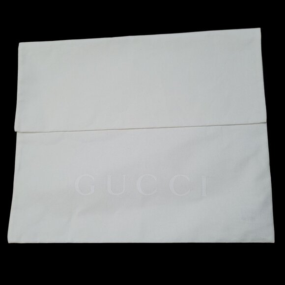 Gucci White Dust Bag Empty Envelop Opening Monochromatic Logo Designer Storage - Picture 1 of 10
